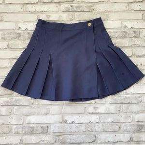 💙 NWT Q Mack womens navy pleated skirt macys size xs wrap